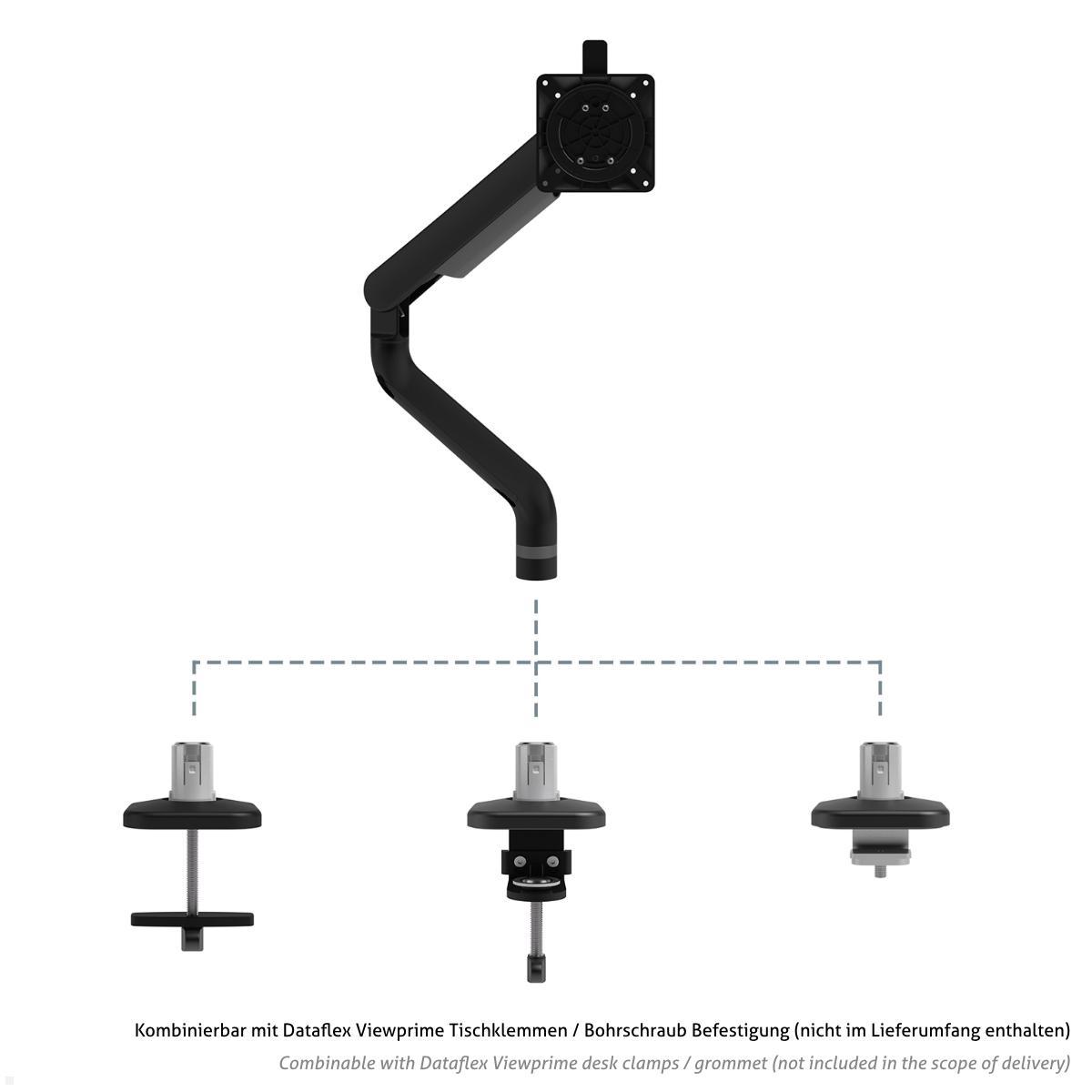 Dataflex Viewprime plus Tisch Monitorhalterung ohne Befestigung (65.113), schwarz optionale Befestigungen