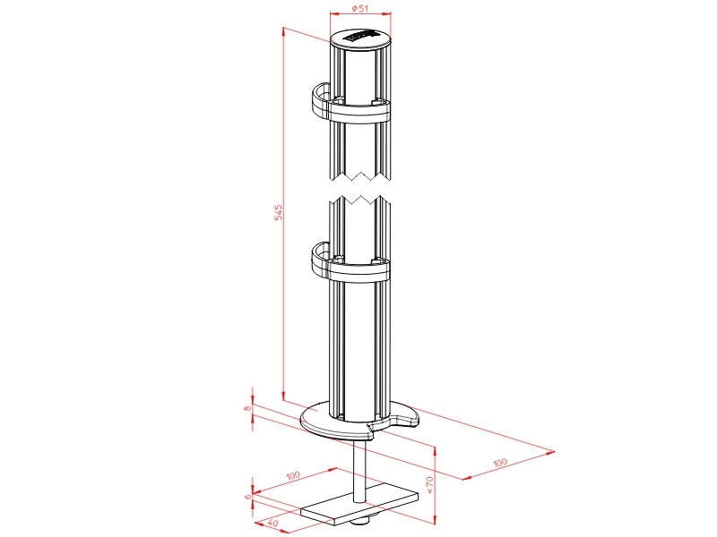 Novus TSS-Säule 545 Kabellochbefestigung (961+0439+000) Maße