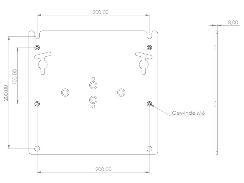 MonLines Loewe Wall Mount Slim / VESA Size 200 (71389T20) Zeichnung