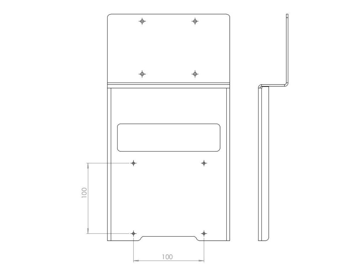 MonLines V014 VESA Adapter für Samsung U28E590D technische Zeichnung