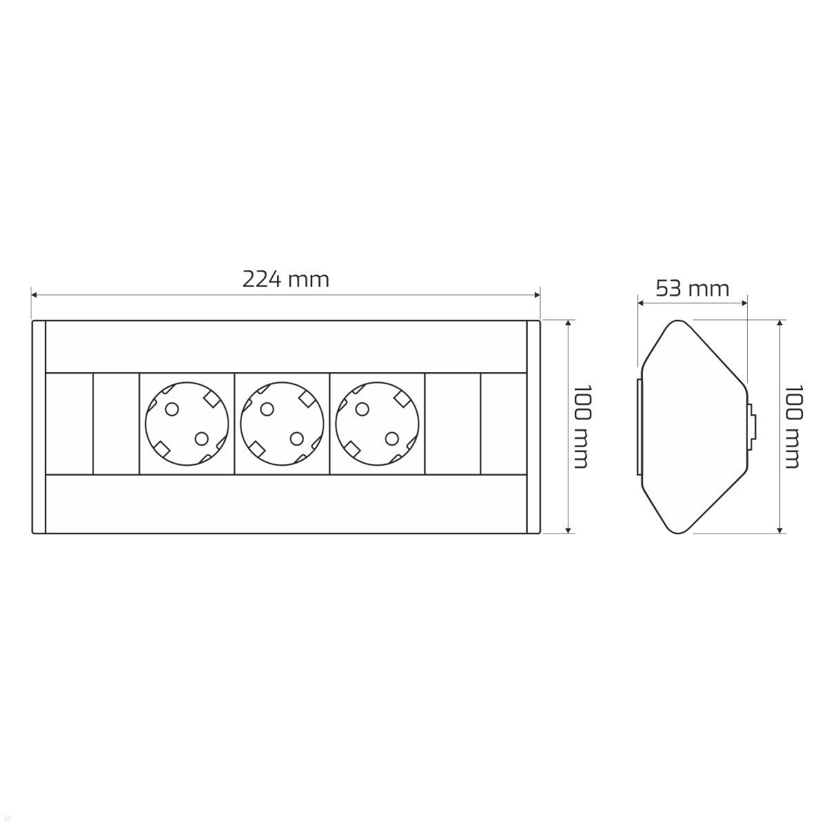 TecLines TAS001W 3-fach Ecksteckdose, Maße