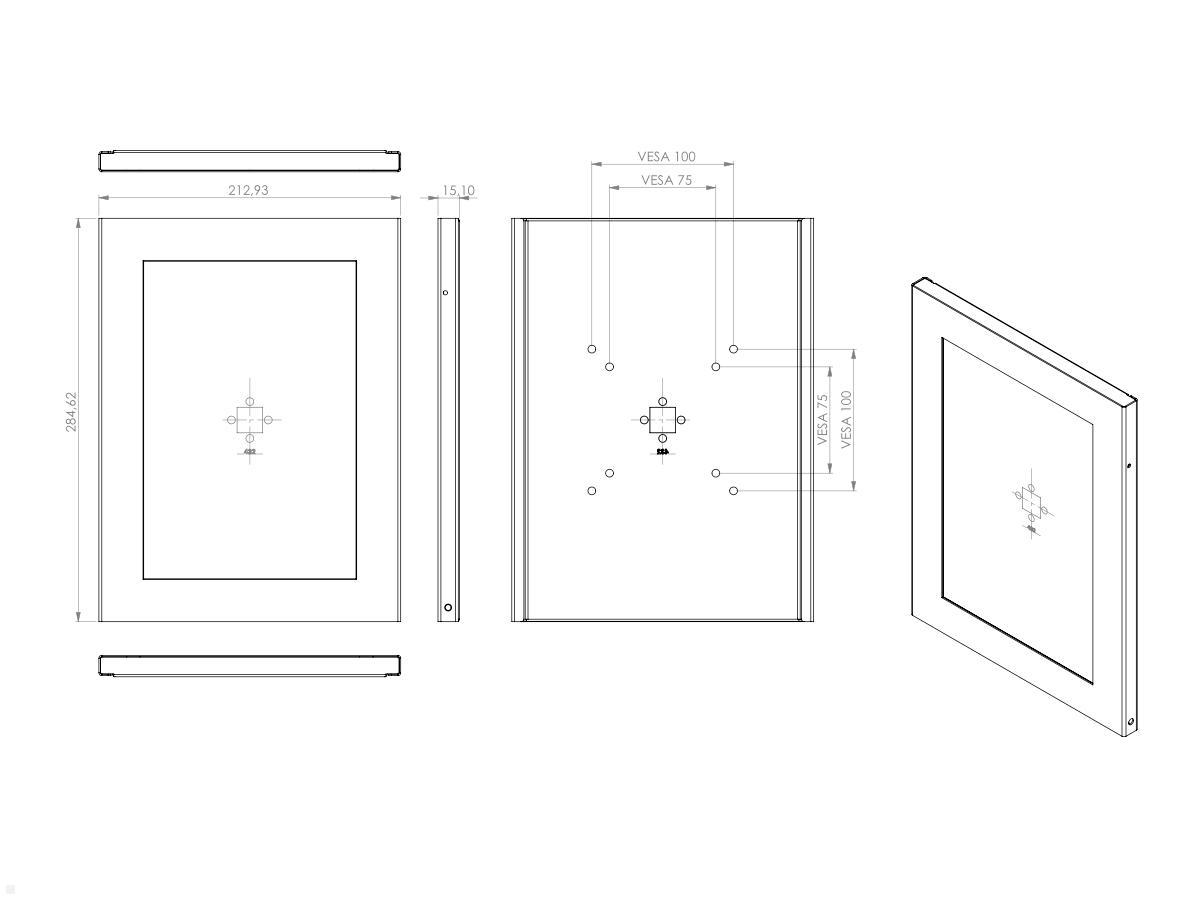 TabLines TSG080S Tablet Schutzgehäuse für Microsoft Surface Go 2, silber technische Zeichnung