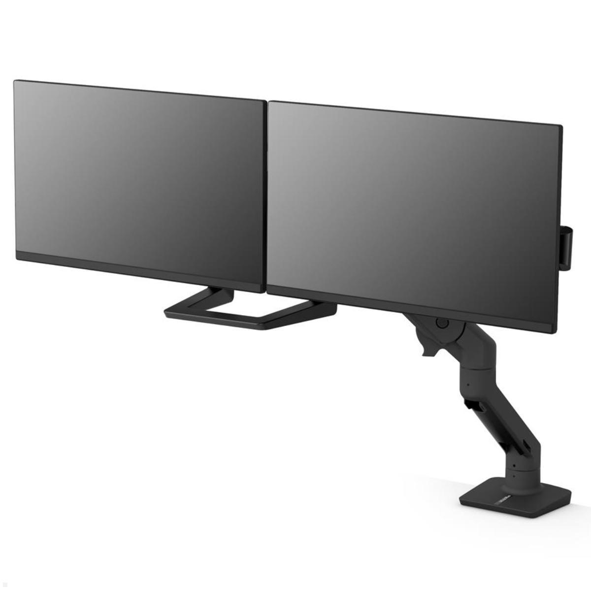 Ergotron HX Dual Monitorhalterung für USM Tisch, schwarz (46-477-225), Frontansicht