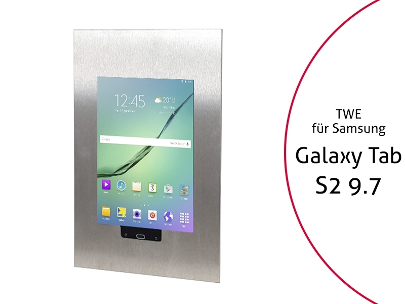 TabLines TWE017E Tablet Wandeinbau für Samsung Tab S2 9.7 HB, Edelstahl