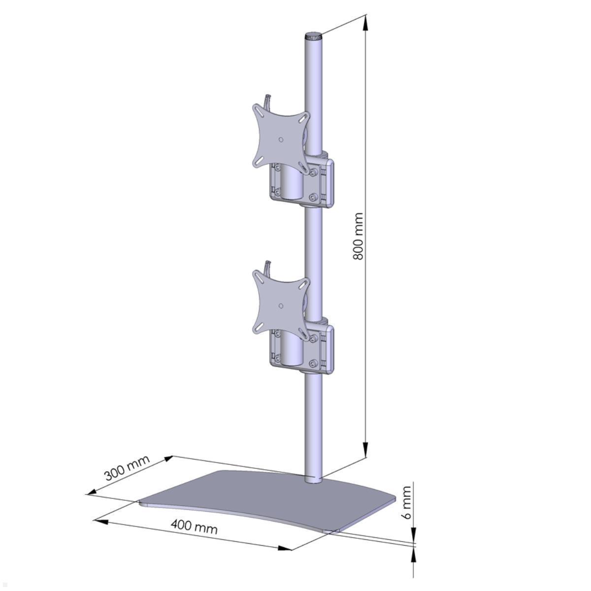 MonLines MTH250B Monitorhalter Standfuß für 2 Curved Monitore übereinander bis 57 Zoll, schwarz technische Zeichnung