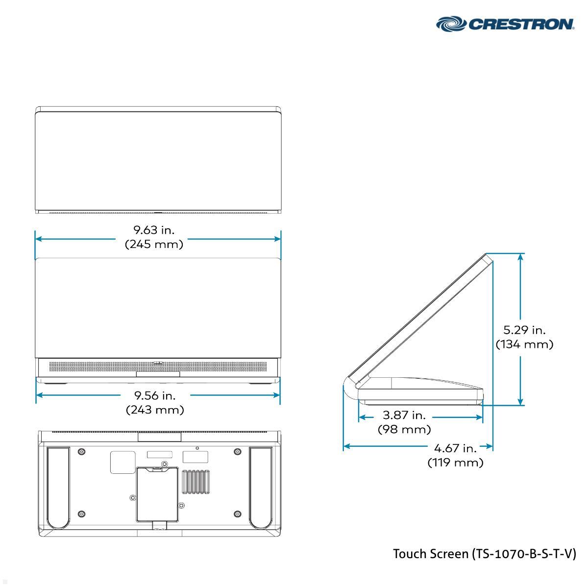 Crestron Flex Advanced Konferenzsystem mit Videobar für kleine MS Teams Räume (UC-BX31-T) technische Zeichnung