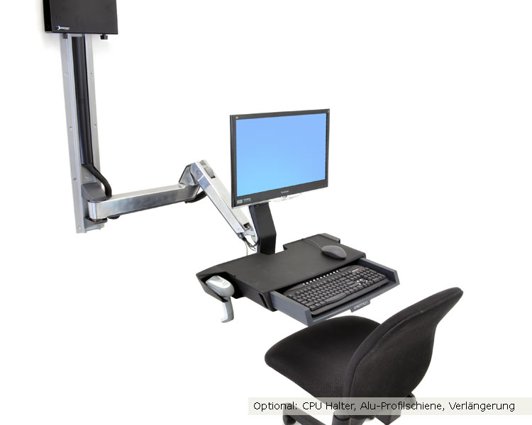 Ergotron 45-260-026 StyleView Sit-Stand Combo mit Ablagefläche mit Stuhl