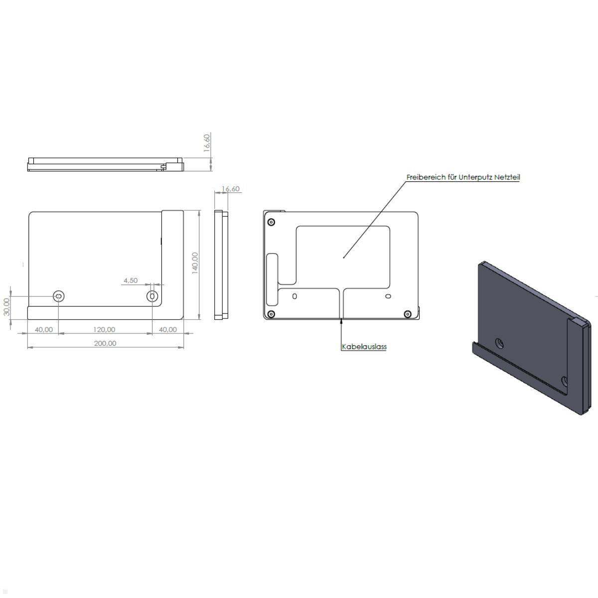 TabLines TWP038S Wandhalterung für Apple iPad Air 11.0 (M2), Skizze 2