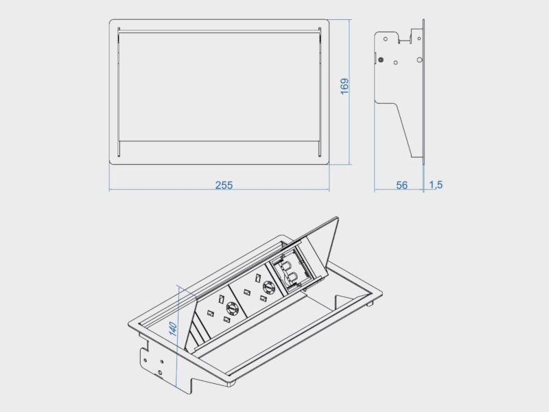 Bachmann CONEO Set Einbau Steckdose 4-fach 1x Steckdose, 2x CM, USB Charger (900.408) Zeichnung