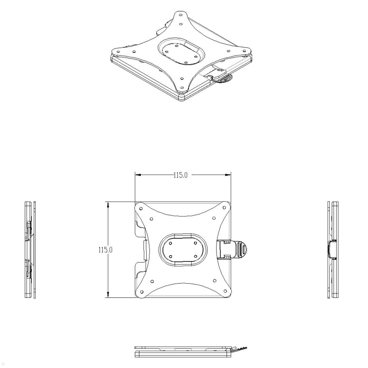 Ergotron Monitor Quick Release Halterung (60-589-060), technische Zeichnung