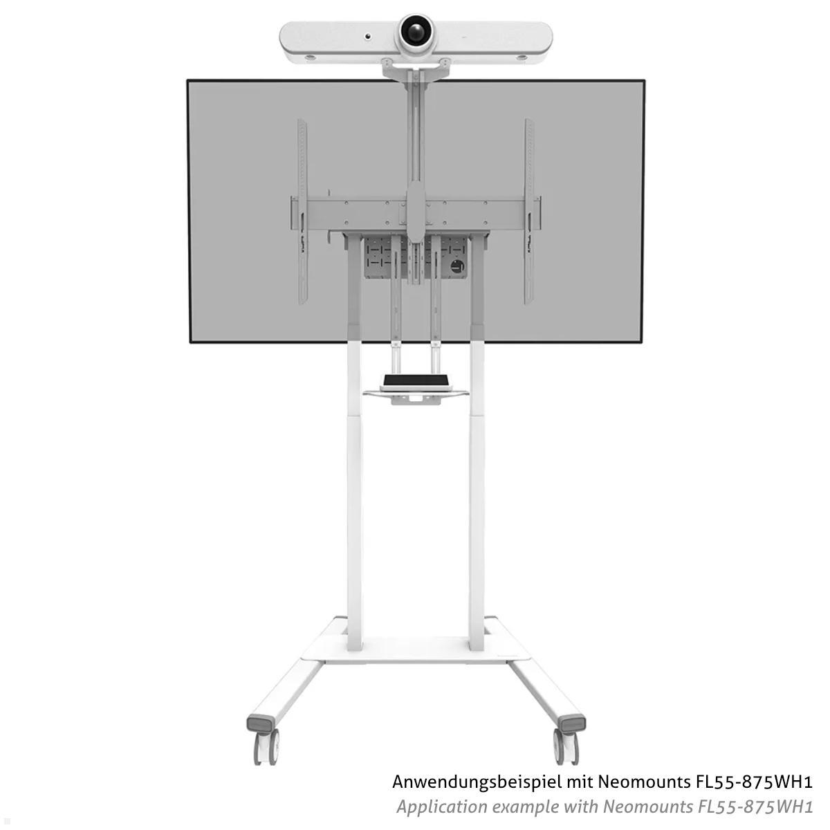 Neomounts AFL-875WH1 Videobar / Multimedia Halterung für Logitech Rally Bar, weiß Anwendung mit TV Ständer