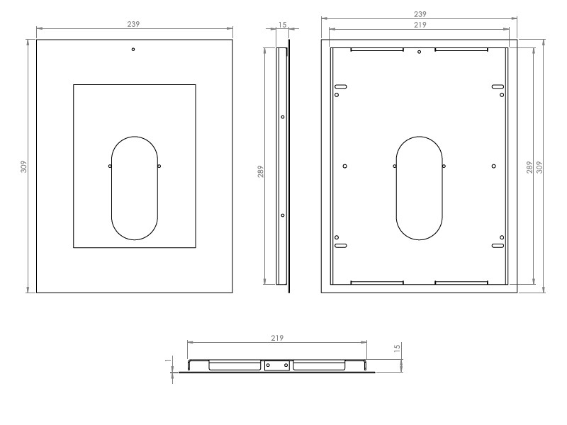 TabLines TWE064E Tablet Wandeinbau für Apple iPad 9.7 (2018), DS, Maße