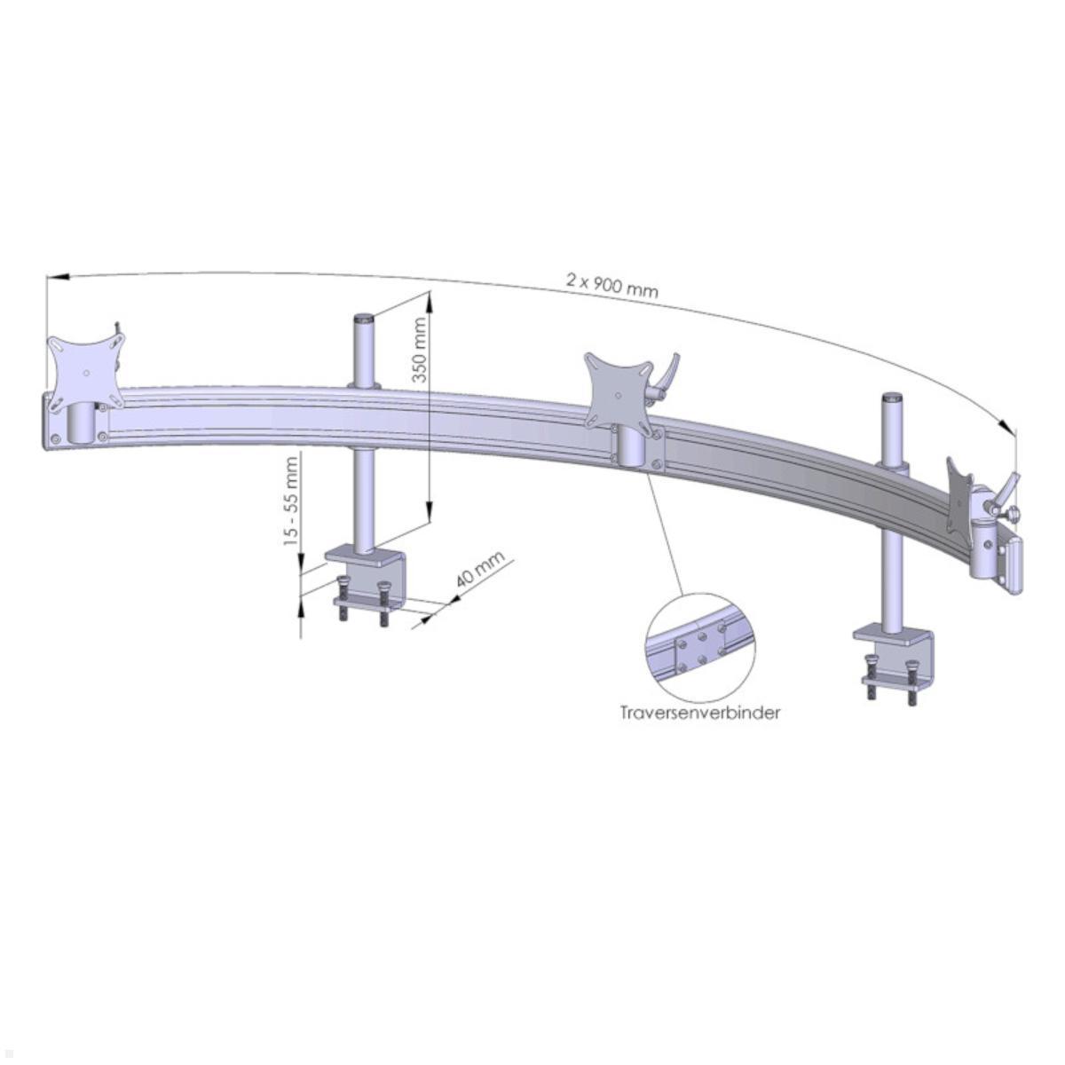 MonLines MTH219G Para 3-fach Monitorhalter Tischklemme bis 32 Zoll, grau, Zeichnung Maße