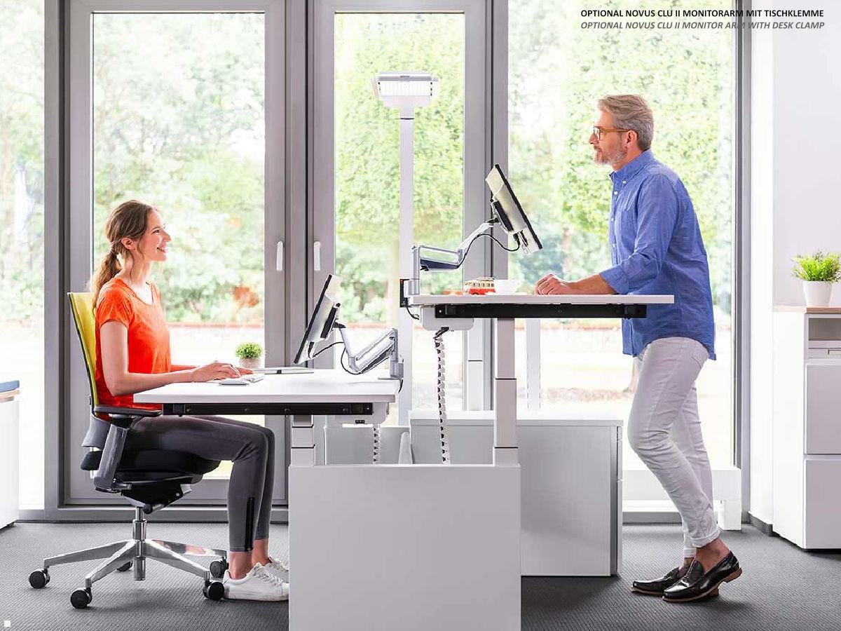 Novus Clu II Monitorarm ohne Befestigung, silber/anthrazit (990+2009+000) ergonomisches Arbeiten