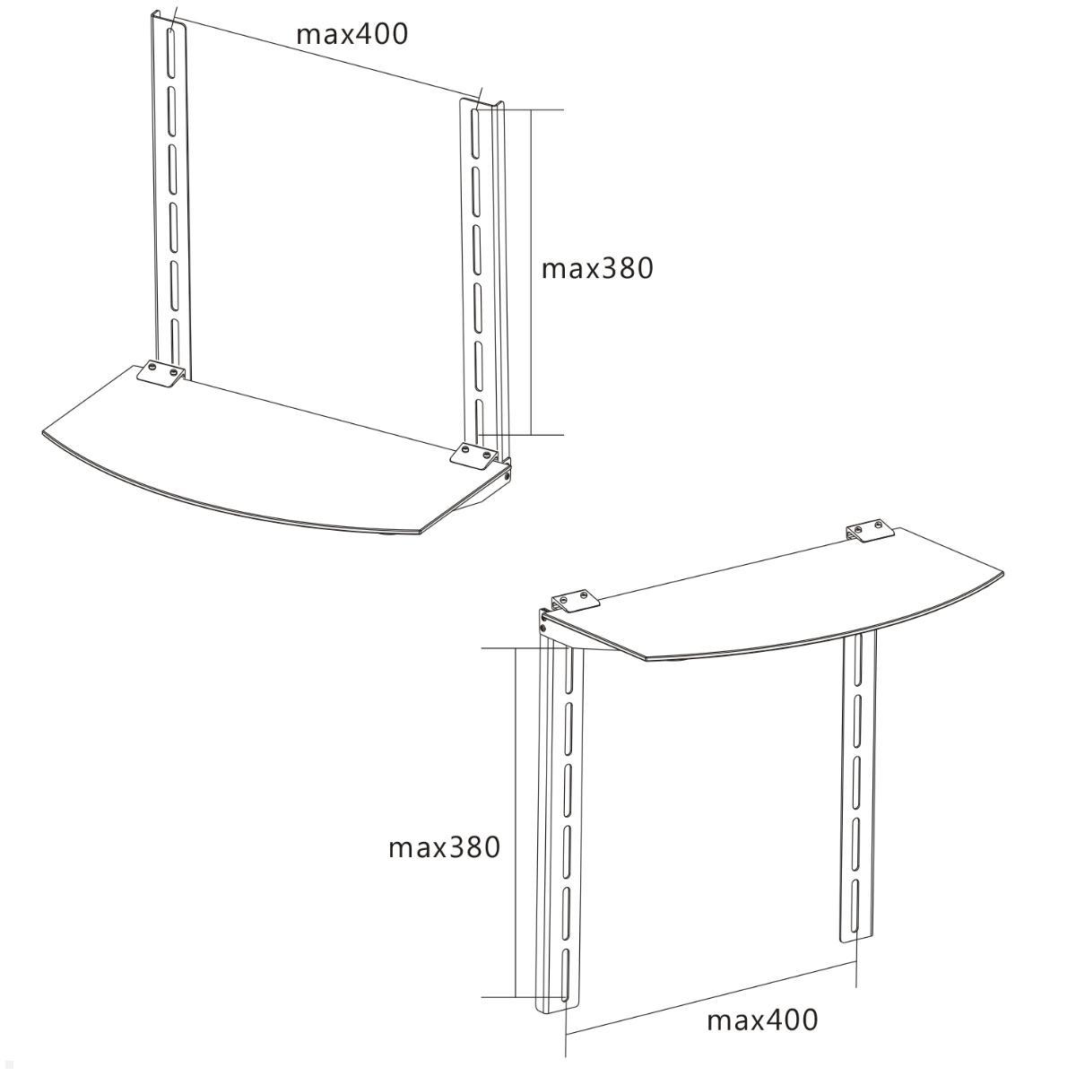 MonLines SBH005 AV / Soundbar Halterung universal, schwarz, technische Zeichnung