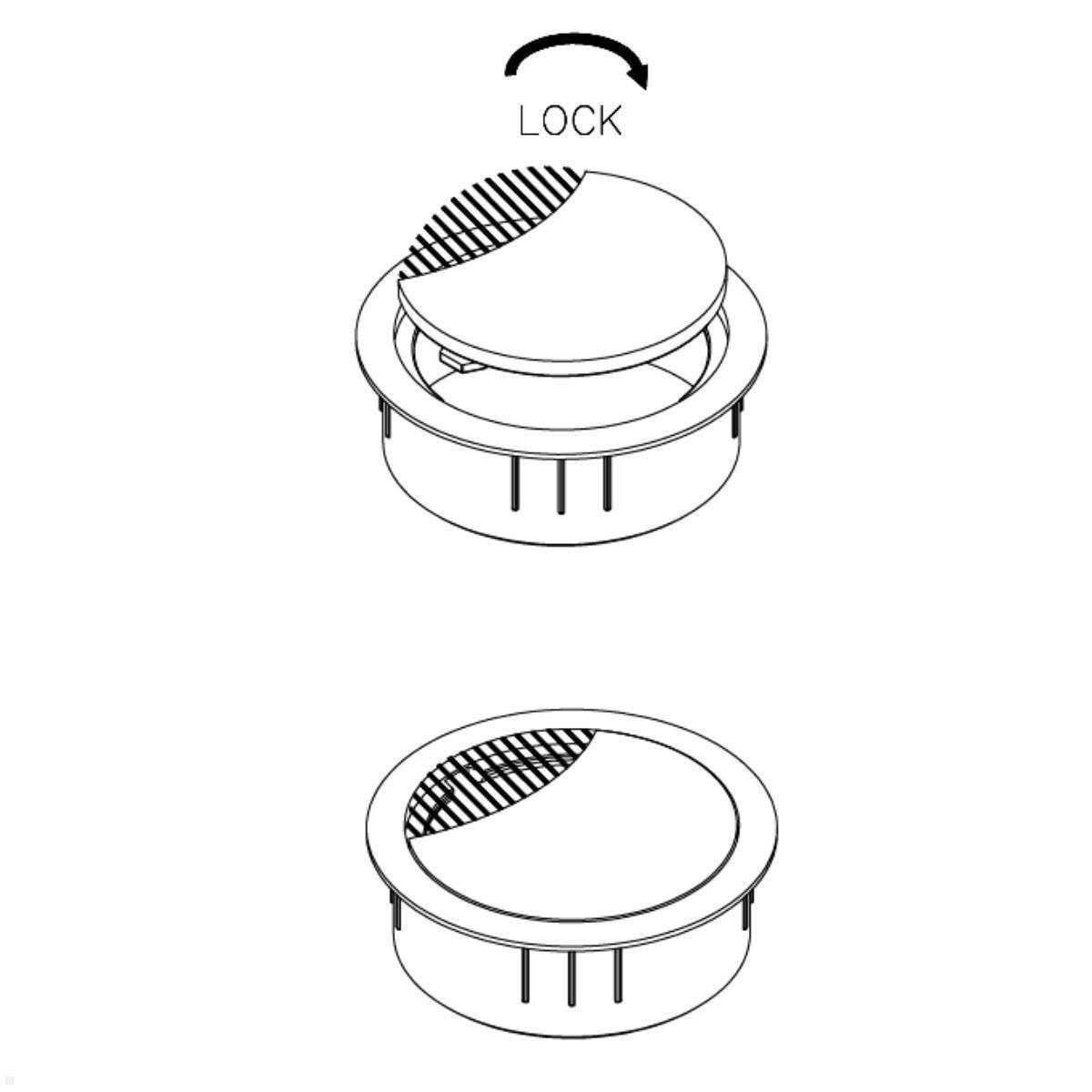 TecLines TKD002A Tisch Kabeldurchführung 80x21 mm, anthrazit Arretierfunktion