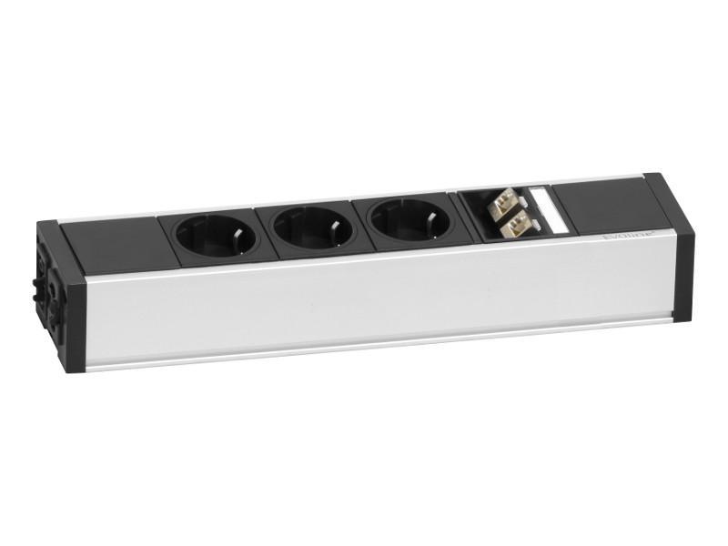 EVOline U-Dock Data small 3x Steckdose ohne Befestigungswinkel, silber