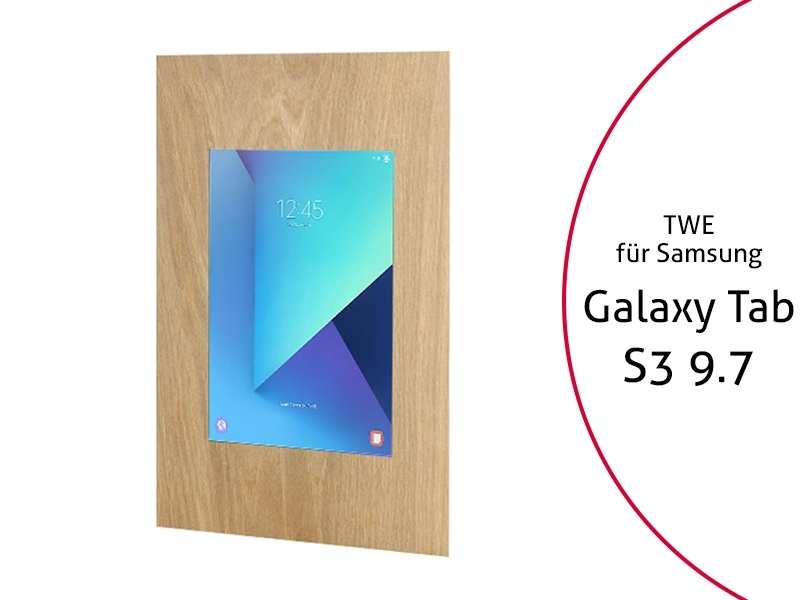 TabLines TWE038O Tablet Wandeinbau für Samsung Tab S3 9.7, Eiche