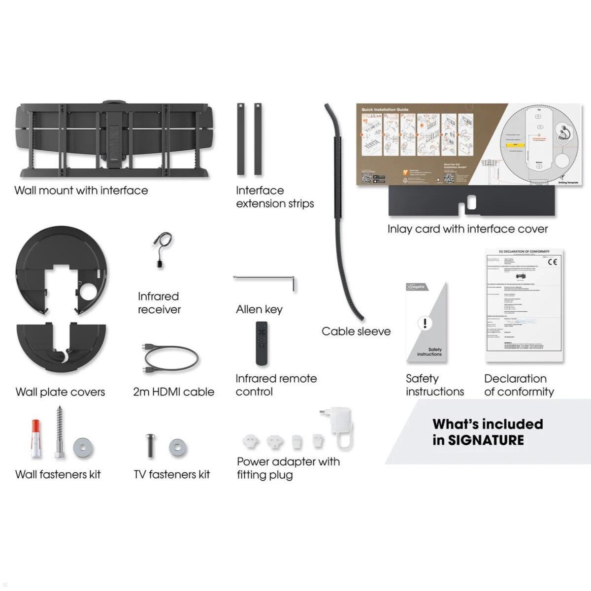 Vogels SIGNATURE TVM 7675 elektrische TV Wandhalterung 40-77 Zoll, Lieferumfang