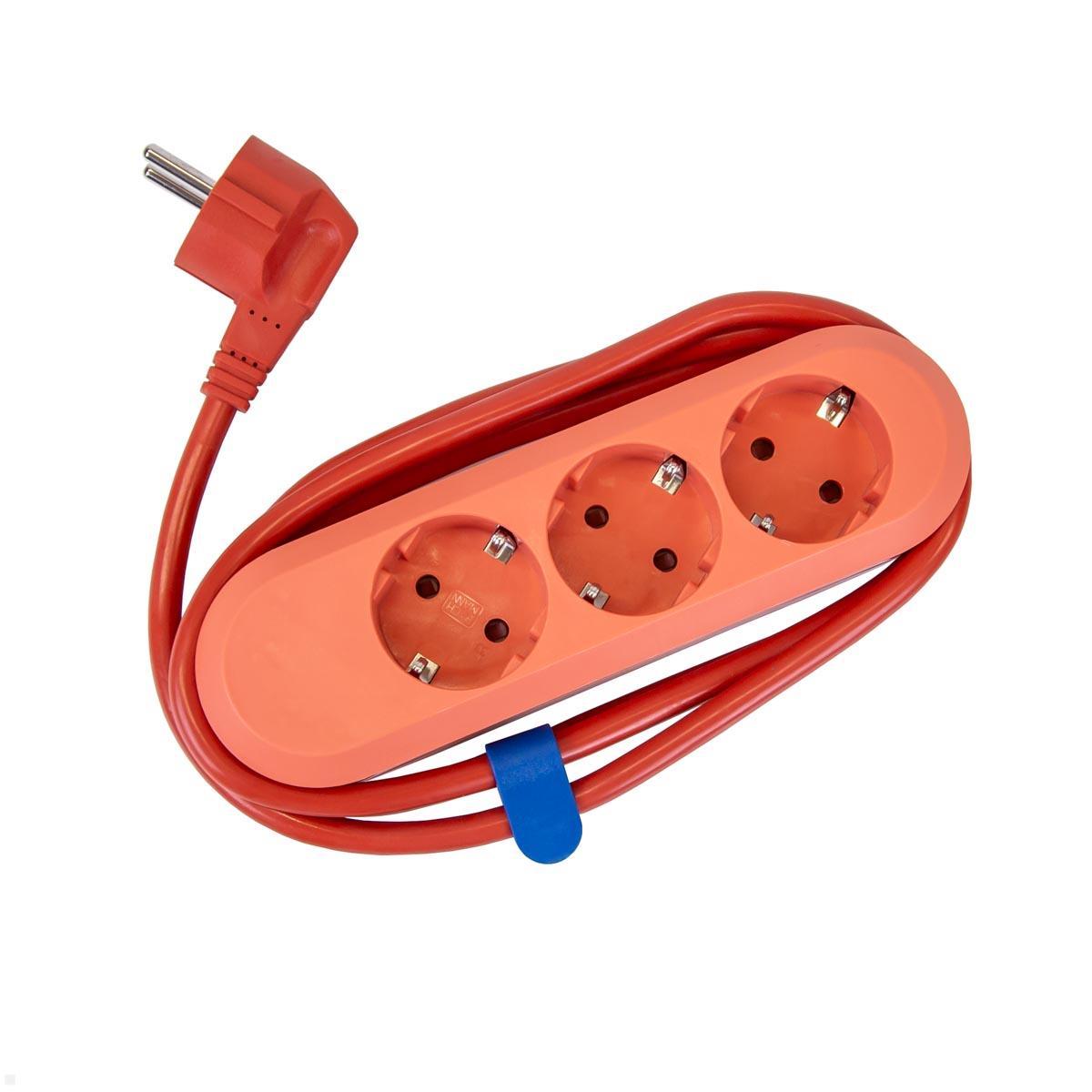 Bachmann SMART 3x Steckdosenleiste Zuleitung 1,5 m (387.2703), rot, Kabelclip