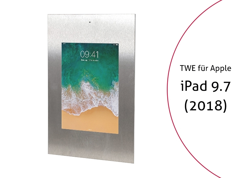 TabLines TWE064E Tablet Wandeinbau für Apple iPad 9.7 (2018), DS, Edelstahl