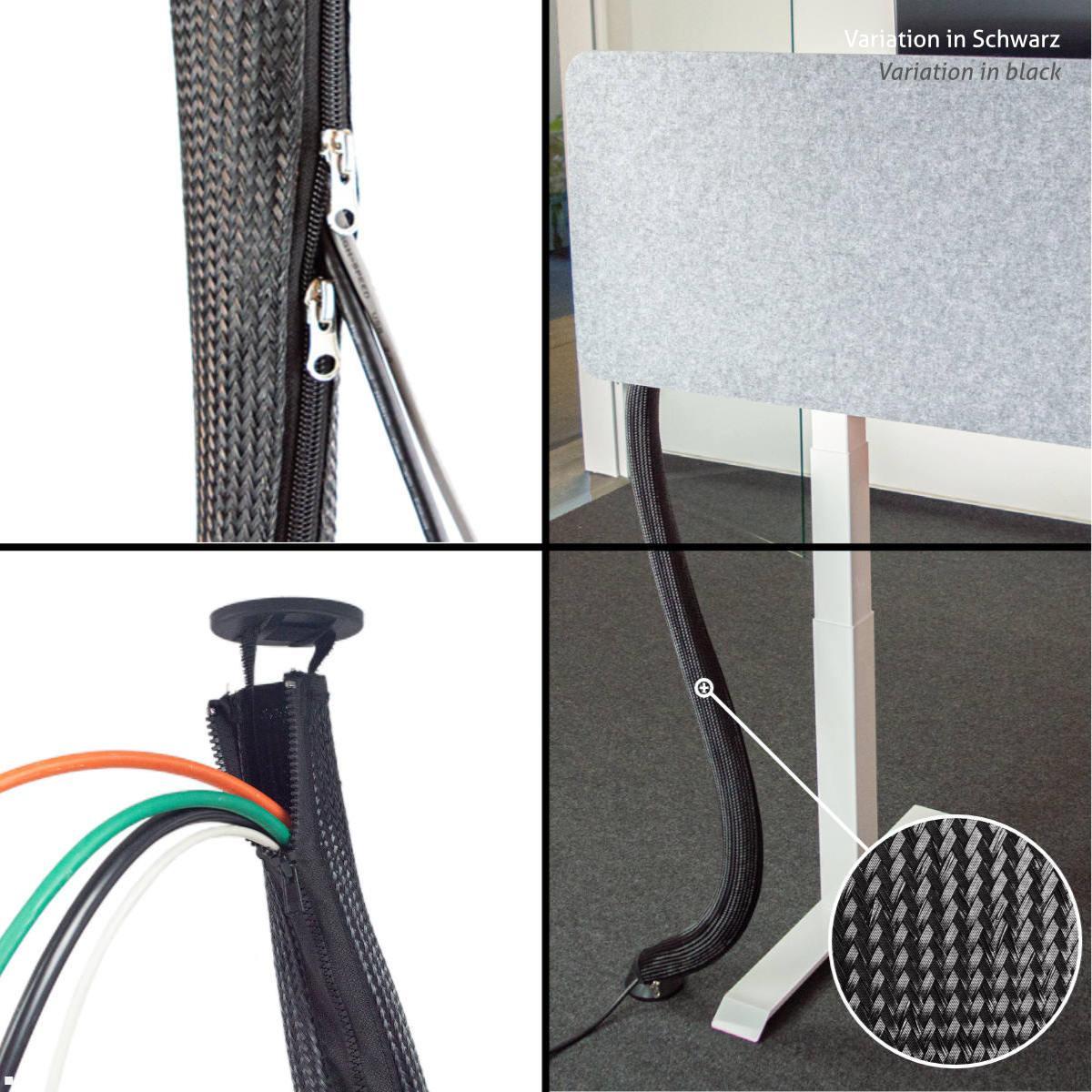 TecLines TKF002W Kabelführung Mesh Gewebe für Steh-Sitz Tisch 130 cm, weiß Multifilament Kunststoffnetz