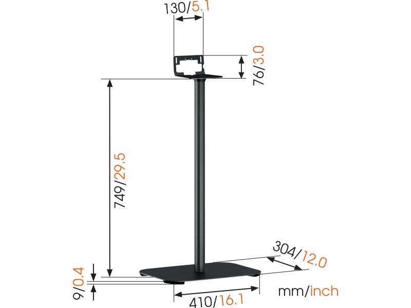 Vogels SOUND 3305 universal Lautsprecherständer, weiß Maße