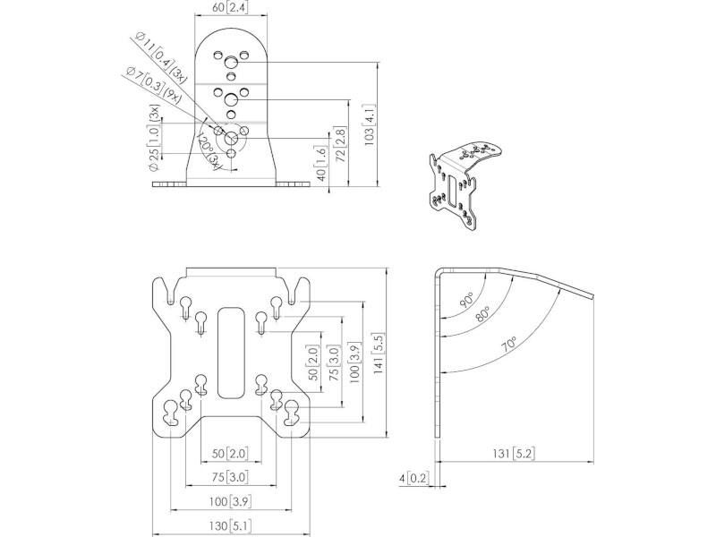 Vogels PFI 3015 Monitor VESA-Adapter Maße