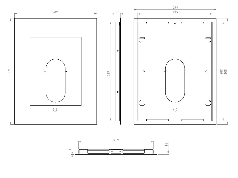 TabLines TWE063S Tablet Wandeinbau für Apple iPad 9.7 (2018), HB, Maße