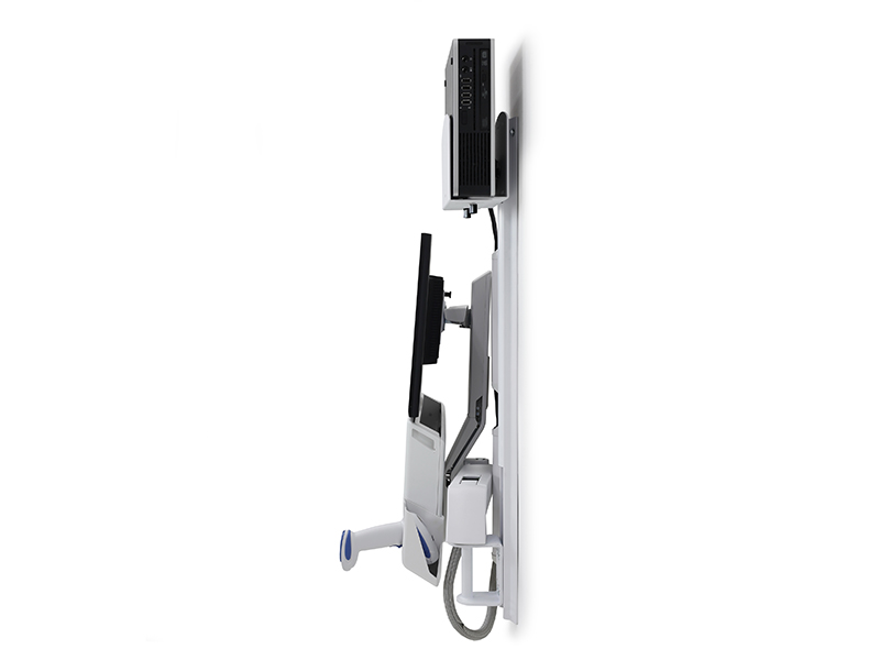 Ergotron StyleView Sit-Stand Combo Wandhalterung mit Ablage und CPU-Halter small (45-272-216), flach wegklappbar