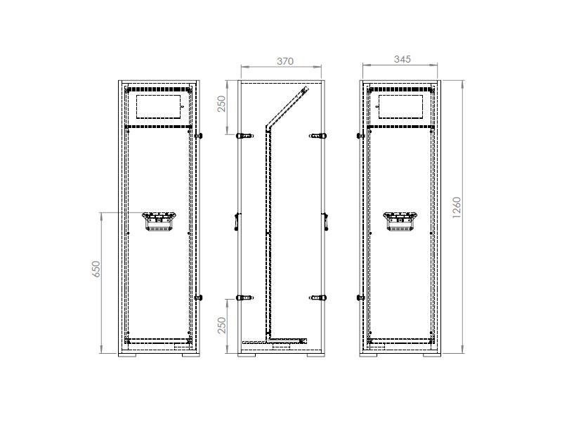 TabLines TPK001 Transportkiste für TBS Design bis 11 Zoll Tablets, technische Zeichnung