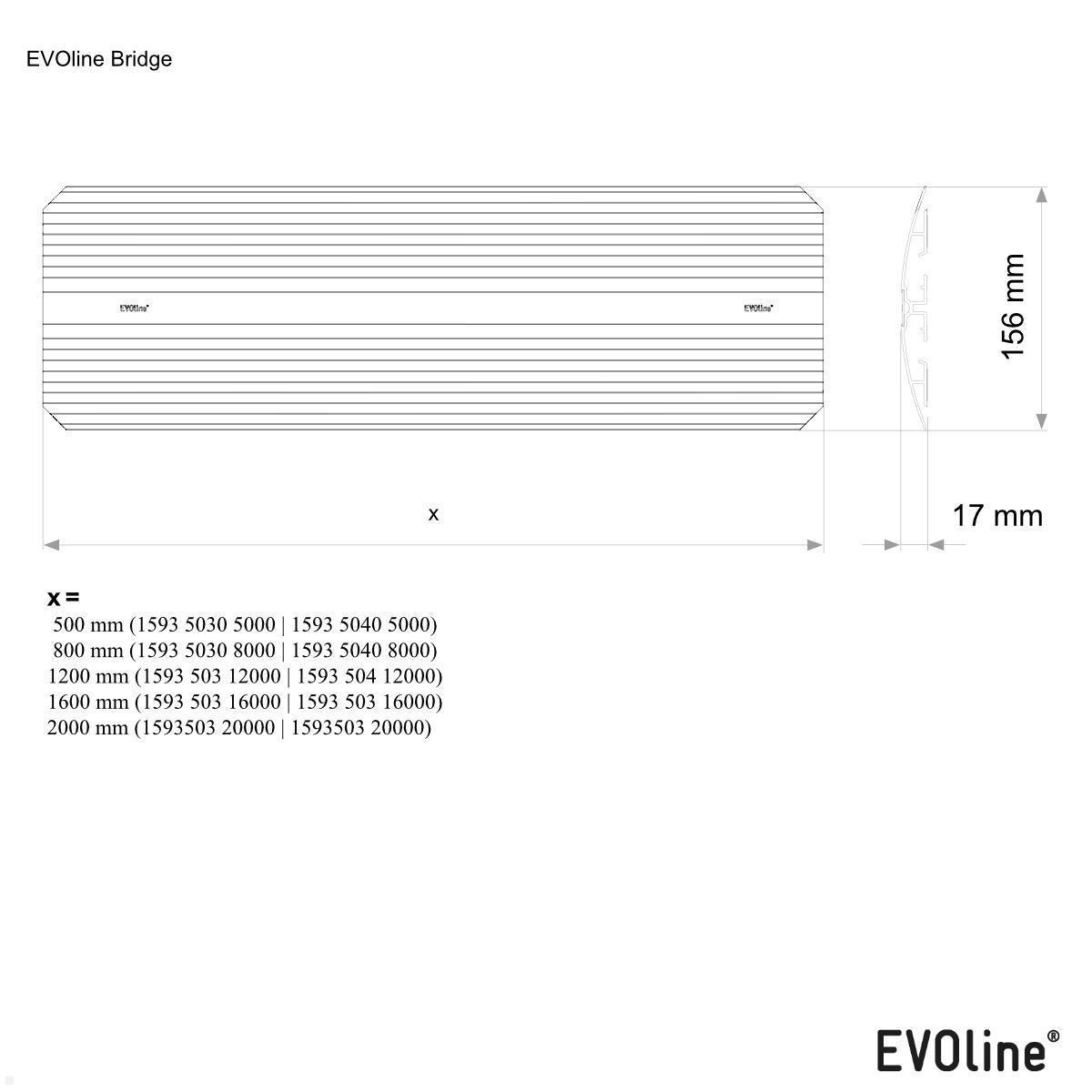 EVOline Bridge Aluminium Kabelbrücke verklebbar 1200 mm, schwarz technische Zeichnung