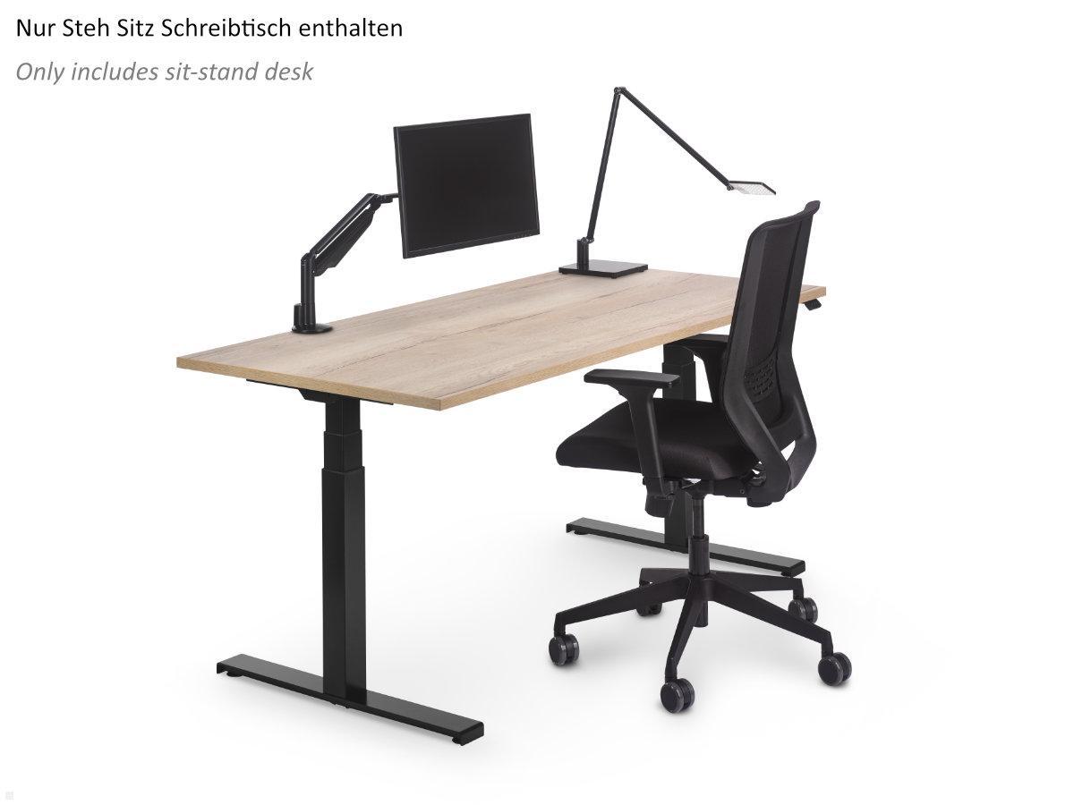 TecLines TST-1406B Steh Sitz Schreibtisch 1400x800 mm, Eiche/schwarz, Anwendungsbeispiel