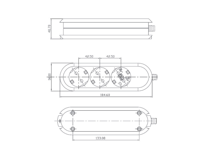 Bachmann SMART 3x Steckdosenleiste 385.170 Maße