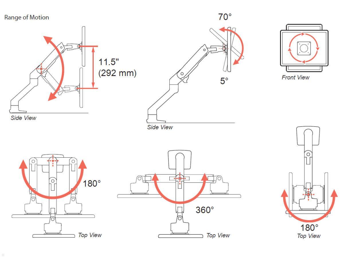 Ergotron HX Arm Monitor Tischhalterung, schwarz (45-475-224), Funktionen