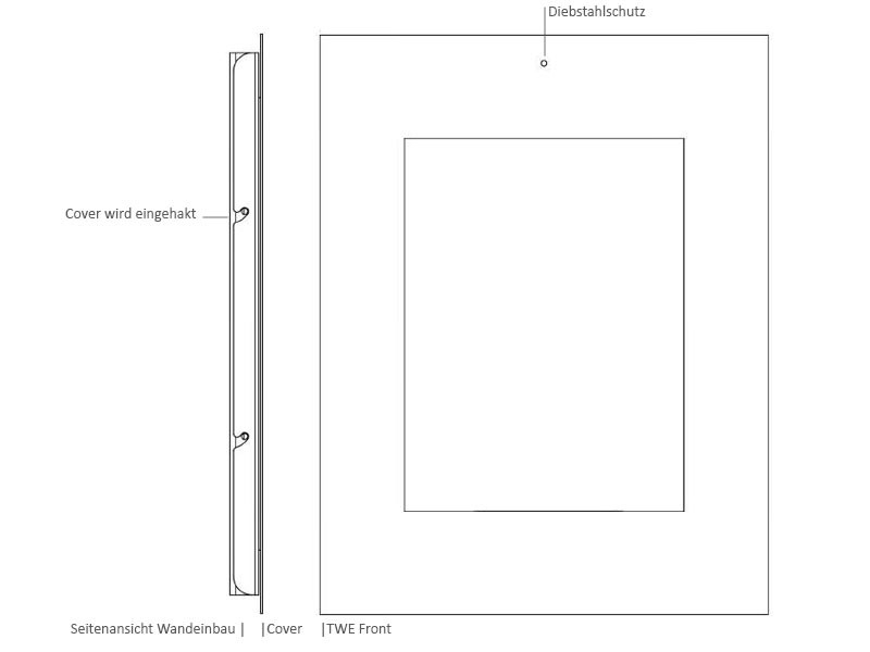 TabLines TWE059S Tablet Wandeinbau für Apple iPad Pro 10,5Zoll, DS, silber Funktionen