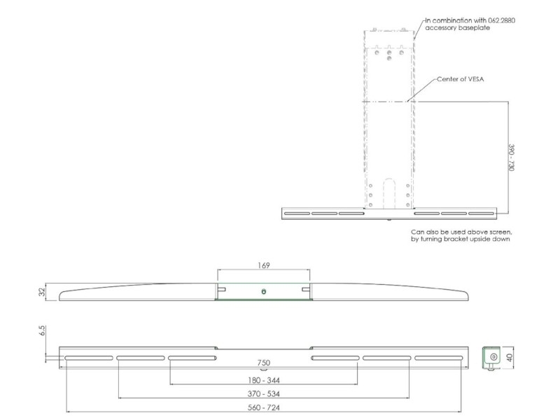 SmartMetals Zubehör Soundbar Halterung Maße