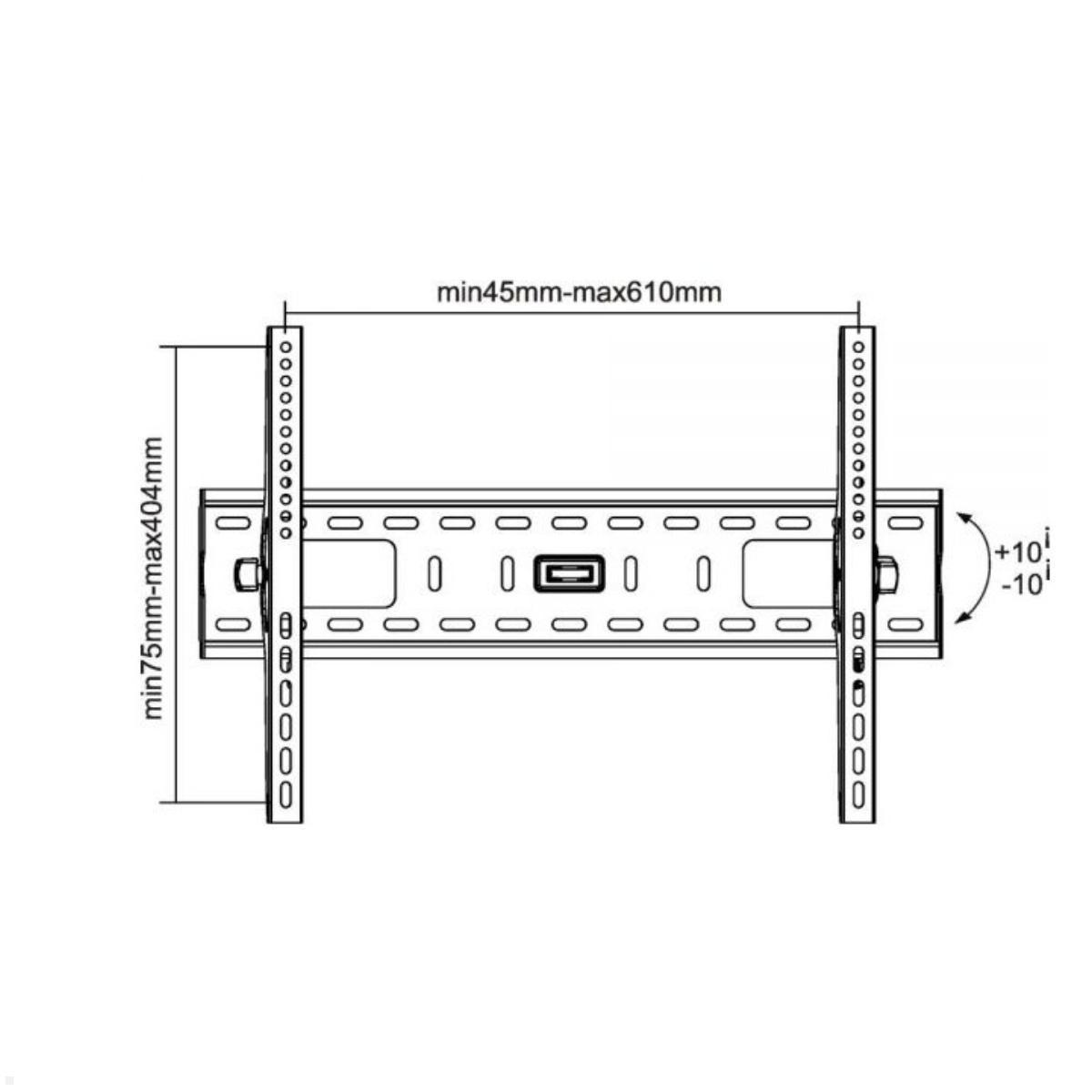 MonLines MMH002 Monitor Messe Traversen Halterung bis 75 Zoll, neigbar, Zeichnung Maße