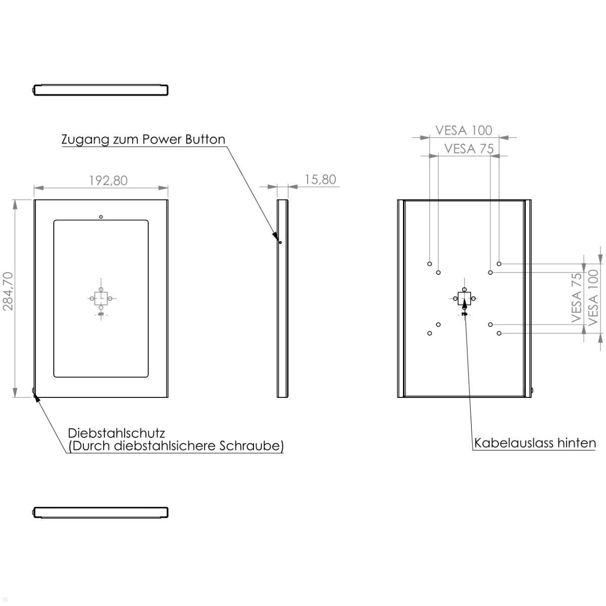 TabLines TSG088S Tablet Schutzgehäuse für Samsung Tab S6 Lite 10.4, silber, technische Zeichnung