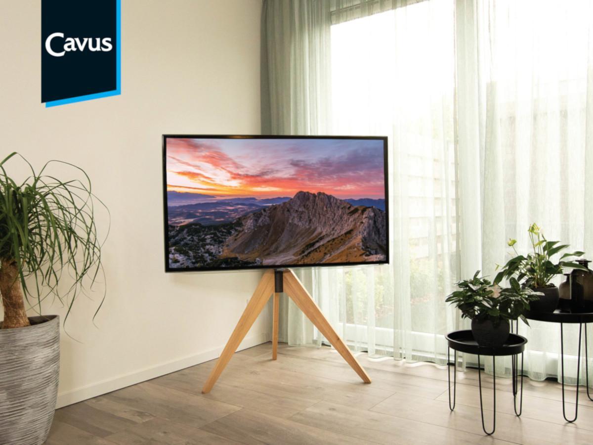 Cavus TRIANGLE-OAK TV Ständer 32-65", VESA 400x300, Eiche Holz Anwendungsbeispiel