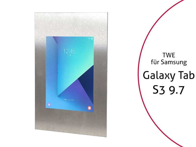 TabLines TWE038E Tablet Wandeinbau für Samsung Tab S3 9.7, Edelstahl