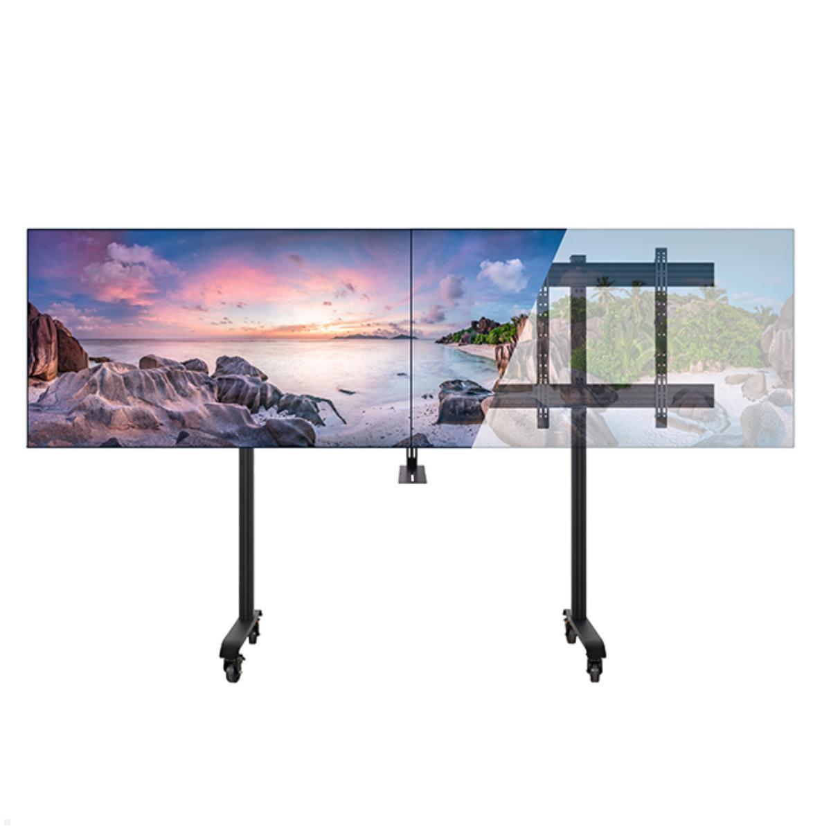 B-Tech BT8518/B mobiler Monitorständer für 2 Bildschirme 70 - 86 Zoll, schwarz Anwendung Videokonferenz