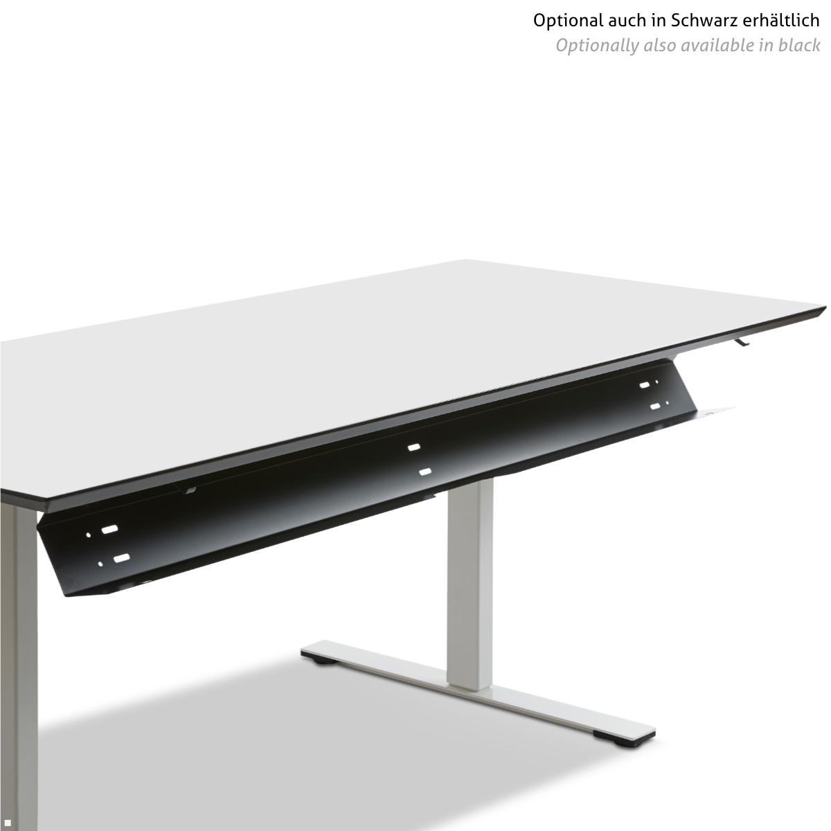 TecLines TKK010S Kabelkanal Schreibtisch aufklappbar 147 cm, silber, einfacher Zugang