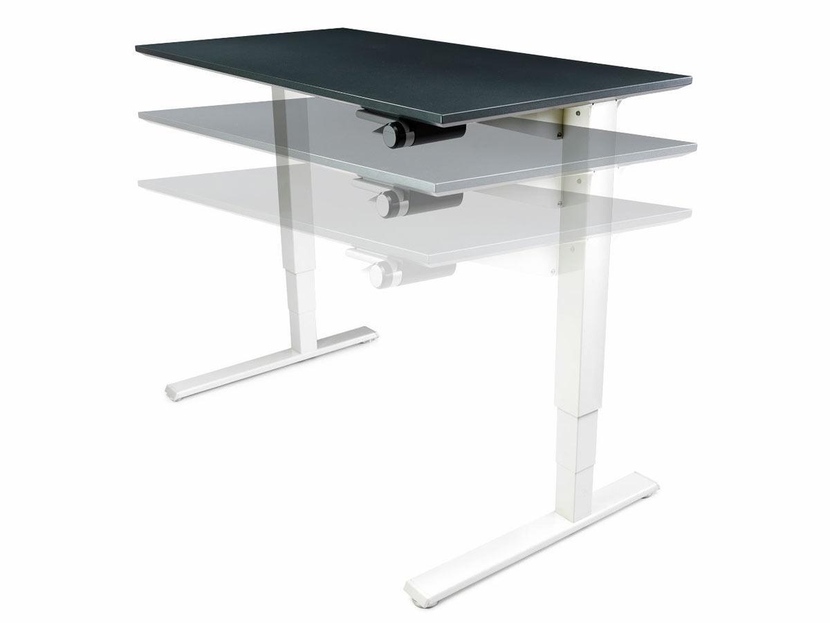 Humanscale FLOAT Steh-Sitz Arbeitsplatz / Tisch FTWR626016WHFS, silber höhenverstellbar