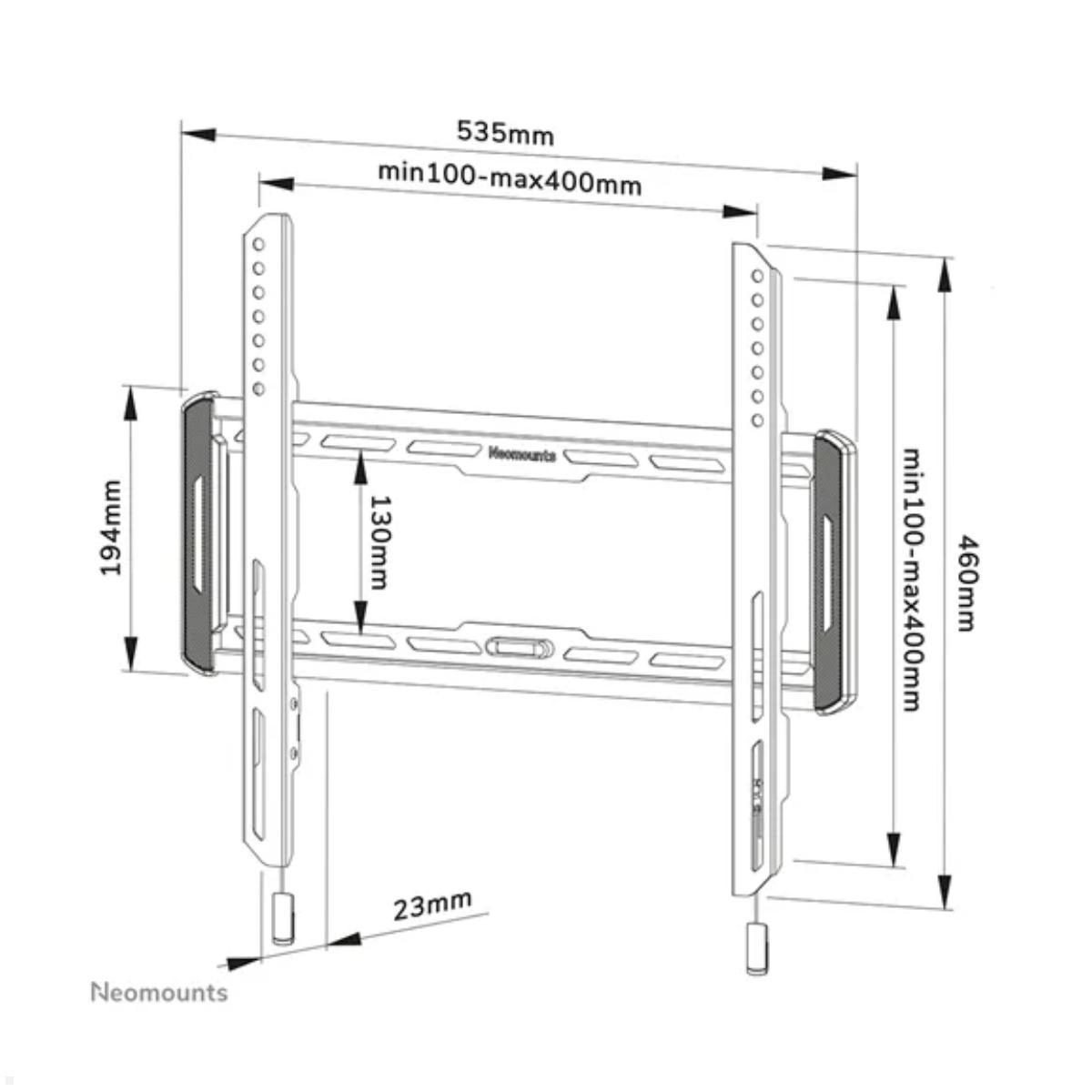 Flache TV Wandhalterung, Neomounts WL30-550BL14, schwarz, Technische Zeichnung