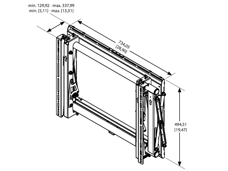 Vogels PFW 6870 Wandhalterung Videowand Querformat Zeichnung