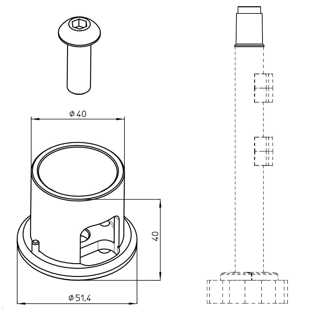 Novus POS Halterung für Kundendisplay Diebold Nixdorf BA64 (795+1708+000), technische Zeichnung