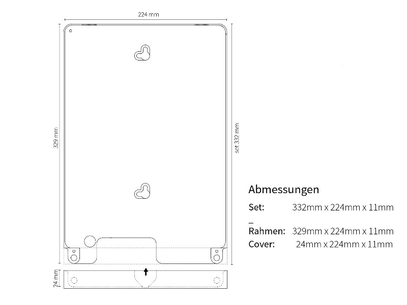 basalte eve iPad Pro Wandhalter diebstahlsicher weiß rund Zeichnung