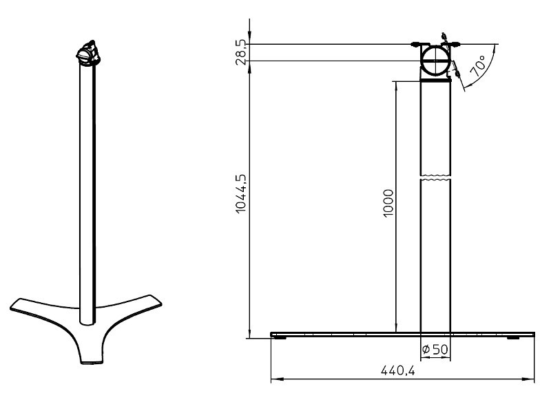 Novus POS Monitorständer (882+2009+000) silber, Zeichnung