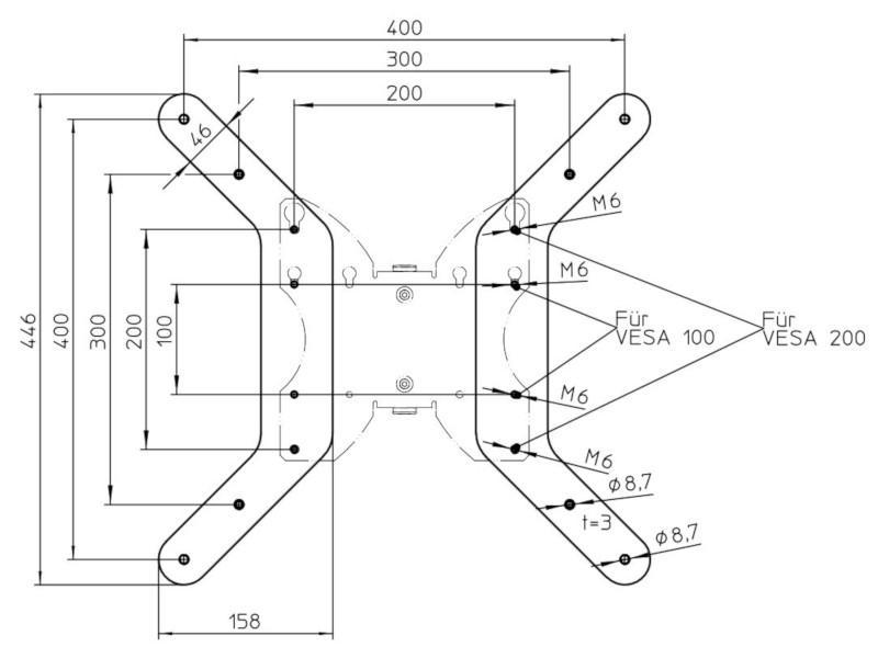 Novus POS Monitor Halterung (001+9650+000), anthrazit Maße VESA Adapter